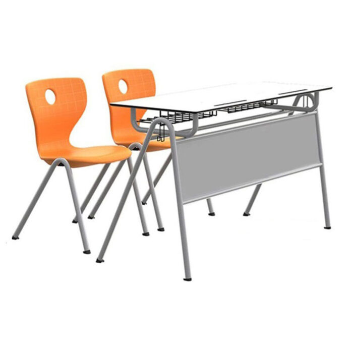 cift kisilkik ilk okul tipi on sac perdeli compact tablali okul sirasi - double person front sheet curtain compact table school desk
